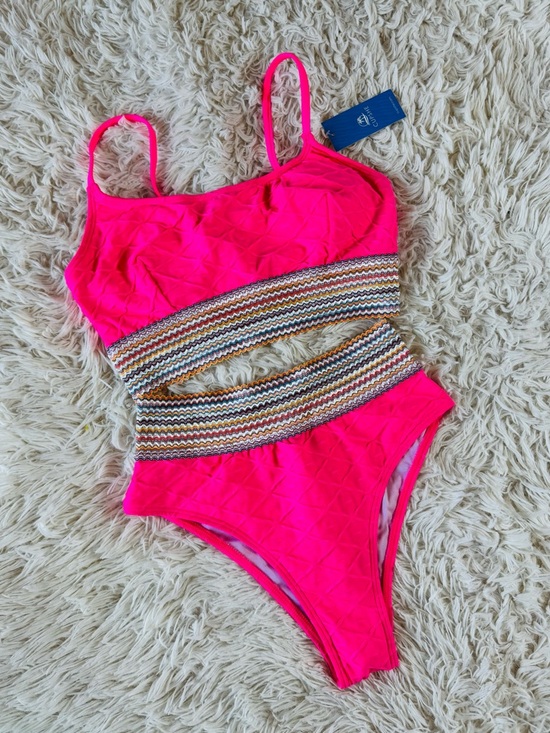 Cupshe Other - Cupshe Geometric Neon Pink 2 Piece Swimsuit